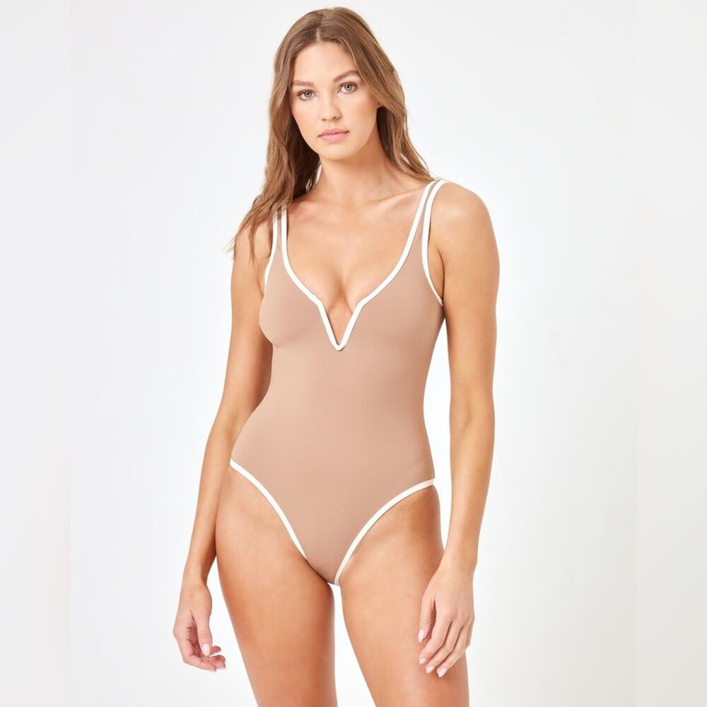 L*Space Coco One Piece Swimsuit in Saddle Cream XL - Picture 7 of 7